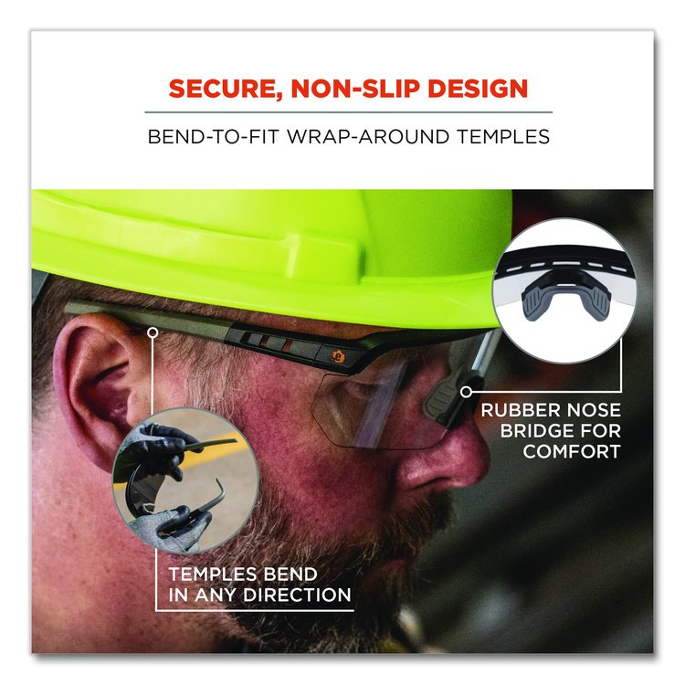 Skullerz AEGIR Safety Glasses, Matte Black Half Frame, Clear Single I/O Lens