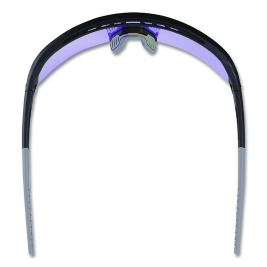 Skullerz AEGIR Safety Glasses, Matte Black Half Frame, Mirrored Blue Single Lens