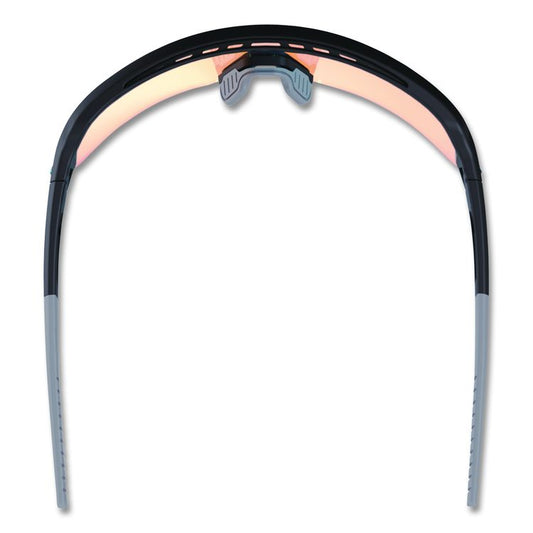 Skullerz AEGIR Safety Glasses, Matte Black Half Frame, Mirrored Orange Single Lens
