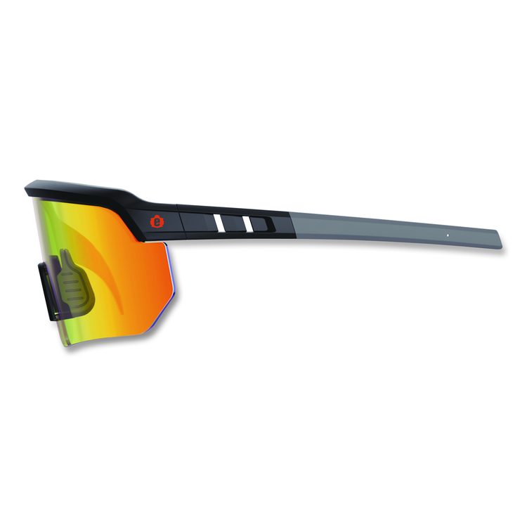 Skullerz AEGIR Safety Glasses, Matte Black Half Frame, Mirrored Orange Single Lens