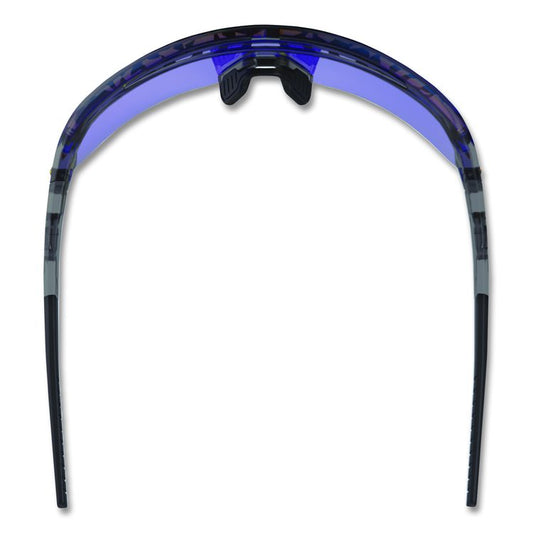 Skullerz AEGIR Safety Glasses, Clear Smoke Half Frame, Mirrored Blue Single Lens