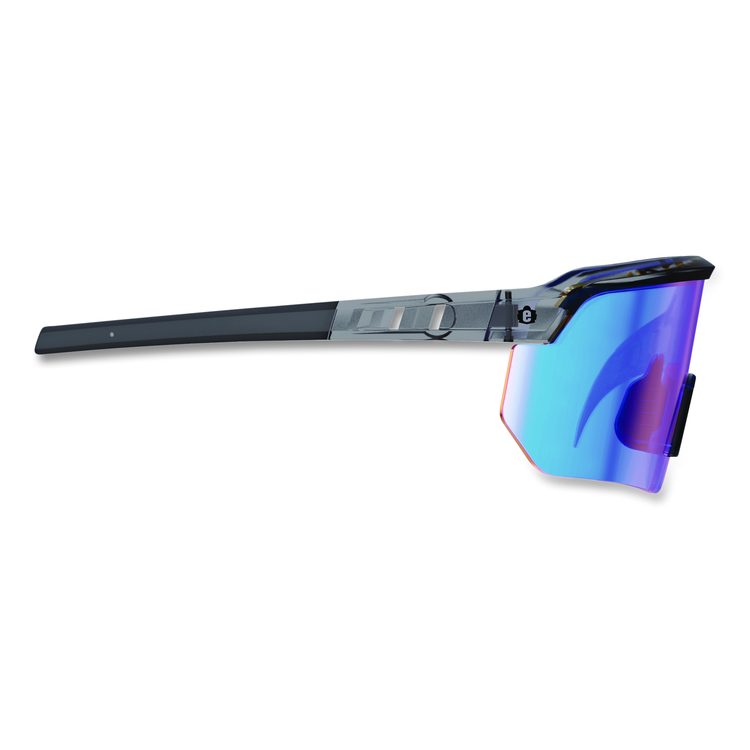 Skullerz AEGIR Anti-Scratch Enhanced Anti-Fog Safety Glasses, Clear Smoke Half Frame, Mirrored Blue Single Lens