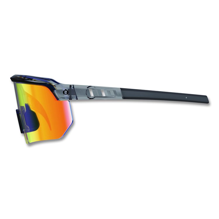 Skullerz AEGIR Safety Glasses, Clear Smoke Half Frame, Mirrored Orange Single Lens