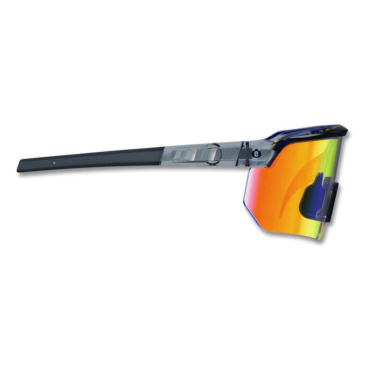 Skullerz AEGIR Anti-Scratch Enhanced Anti-Fog Safety Glasses, Clear Smoke Half Frame, Mirrored Orange Single Lens
