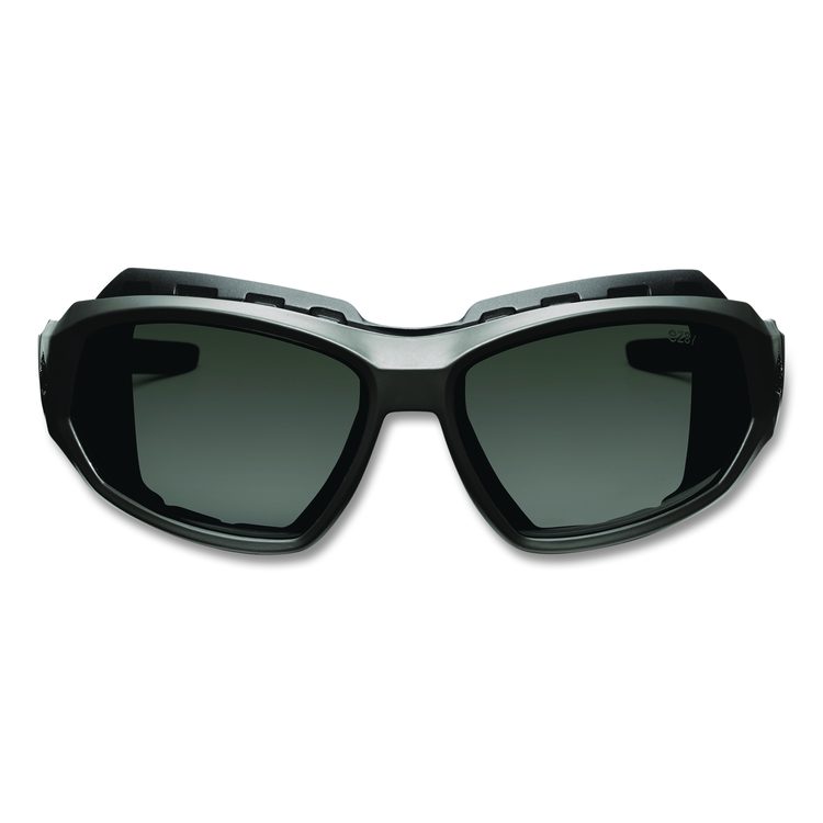 Skullerz LOKI Anti-Scratch Enhanced Anti-Fog Convertible Safety Spoggles with Strap, Matte Black Half Frame, Smoke Dual Lens