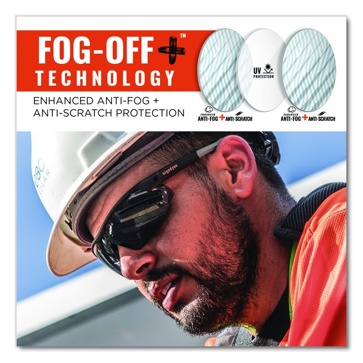 Skullerz SKOLL Anti-Scratch Enhanced Anti-Fog Safety Glasses, Matte Black Half Frame, Smoke Single Lens