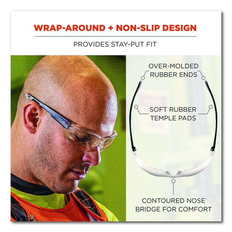 Skullerz VALI Anti-Scratch Enhanced Anti-Fog Safety Glasses, Frameless, Clear Single Lens