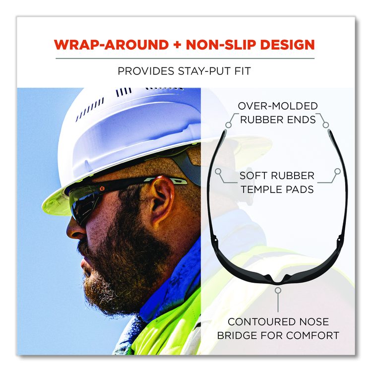 Skullerz VALI Anti-Scratch Enhanced Anti-Fog Safety Glasses, Frameless, Smoke Single Lens