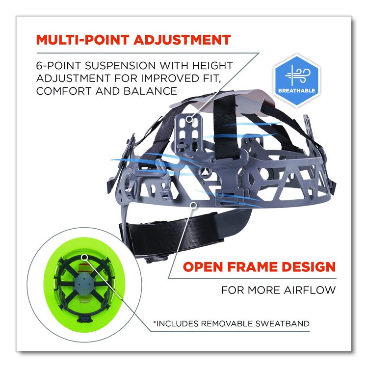 Skullerz 8968 Class C Lightweight Full Brim Hard Hat with Adjustable Venting, 6-Point Ratchet, One Size Fits Most, Lime