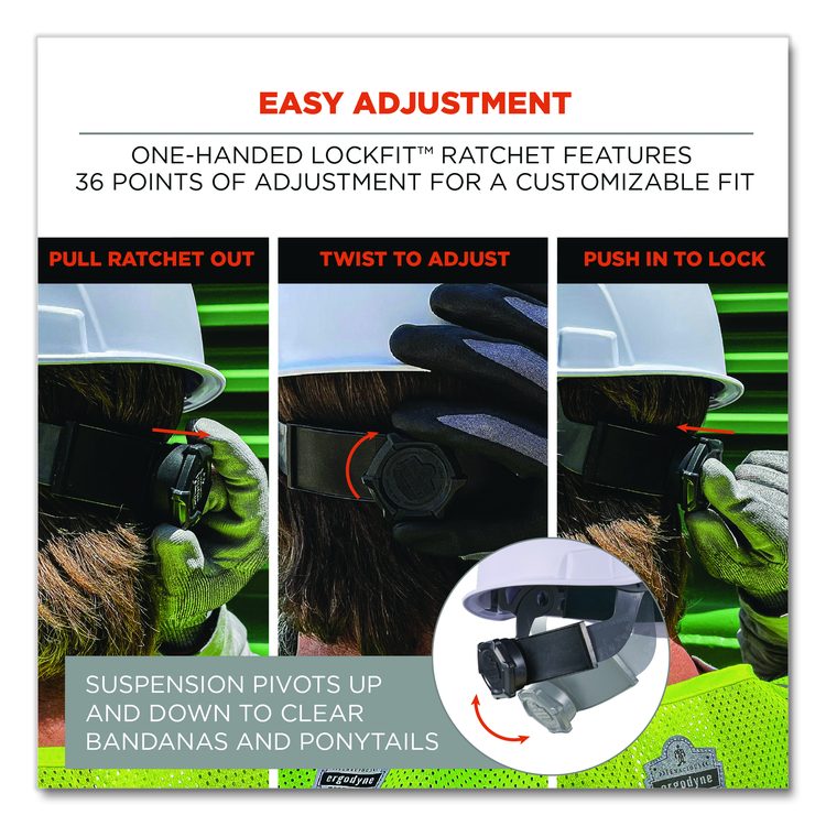 Skullerz 8986 6-Point Hard Hat Suspension Replacement, Gray