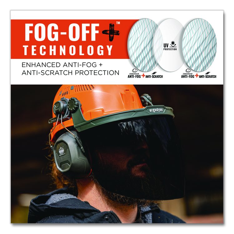 Skullerz 8994 Anti-Scratch/Anti-Fog Hard Hat Face Shield, Cap-Style/Safety Helmet Adapter, Smoke Lens