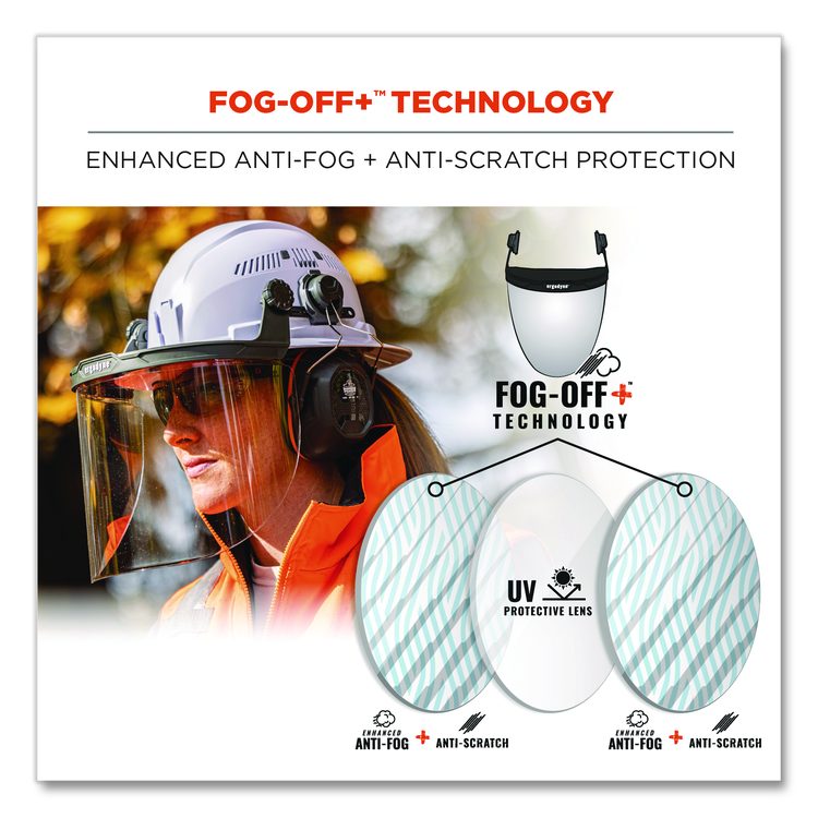 Skullerz 8998 Anti-Scratch/Anti-Fog Face Shield Replacement for Full Brim Hard Hat, Clear Lens