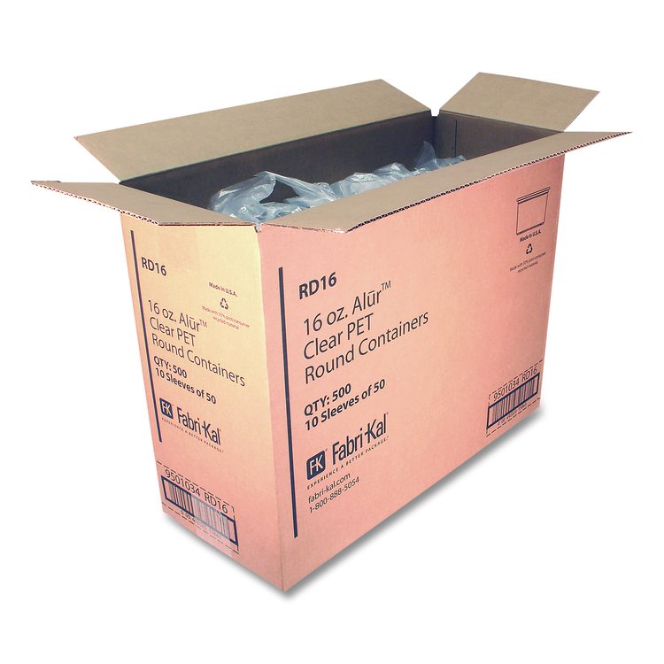 Recycleware Round Deli Container, 16 oz, 4.6" Diameter x 3" h, Clear, Plastic, 500/Carton