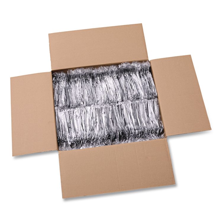 Heavyweight Wrapped Polystyrene Cutlery, Soup Spoon, Plastic, Black, 1,000/Carton
