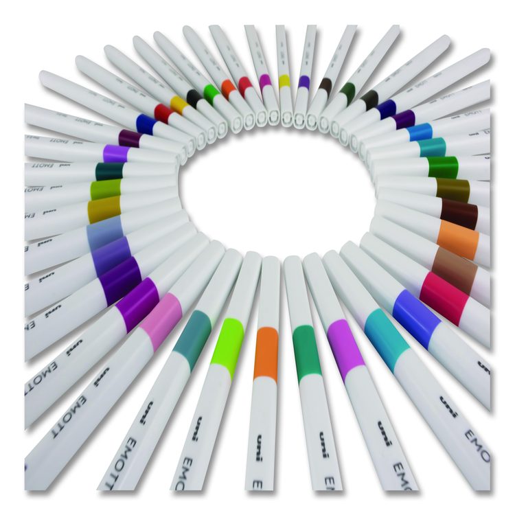 EMOTT ever fine Porous Point Pen, Stick, Fine 0.4 mm, Assorted Ink Colors, White Barrel, 40/Pack