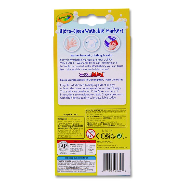 Ultra-Clean Washable Markers, Fine Bullet Tip, Assorted Colors, 8/Pack