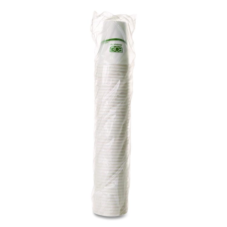 GreenStripe Renewable and Compostable Hot Cups, 16 oz, Paper, White/Green, 50/Pack, 20 Packs/Carton