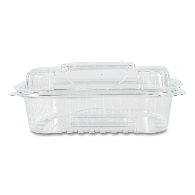 Renewable and Compostable Clear Clamshell Hinged Food Containers, 8 x 8 x 3, Plastic, 80/Pack, 2 Packs/Carton
