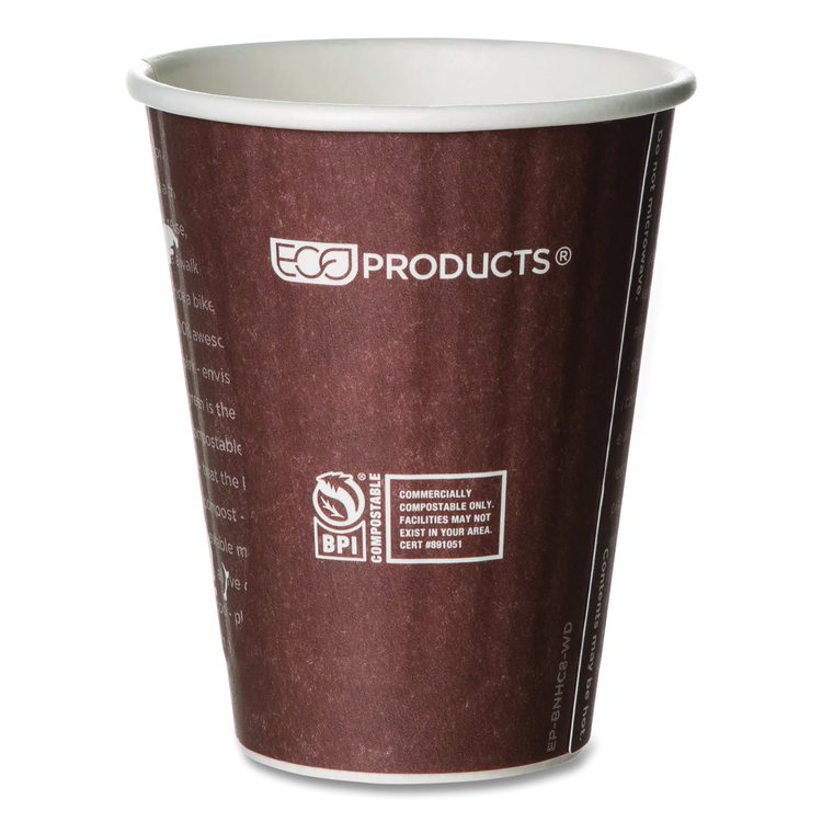 World Art Renewable and Compostable Insulated Hot Cups, 8 oz, Paper, Brown/White, 40/Pack, 20 Packs/Carton