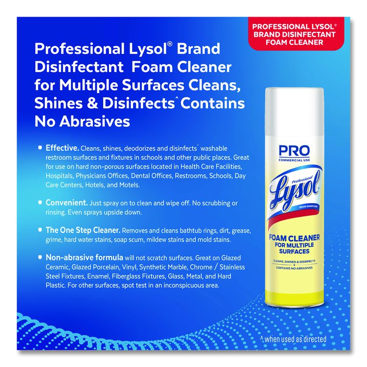 Disinfectant Foam Cleaner, Fresh Scent, 24 oz Aerosol Spray