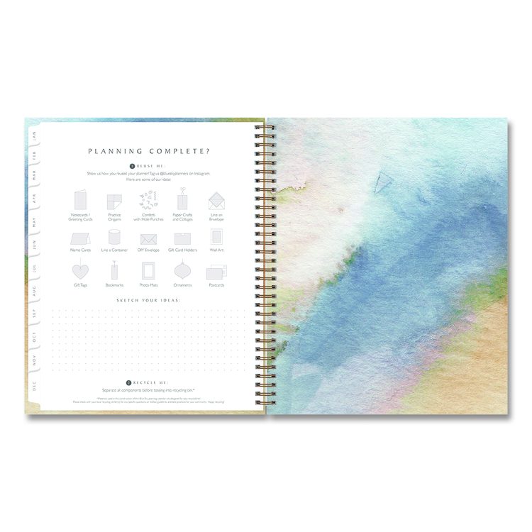 One Tree Planted Andreo Weekly/Monthly Planner, Abstract Artwork, 11" x 8.5", Blue/Sand/Green Cover, 12-Month (Jan-Dec): 2026