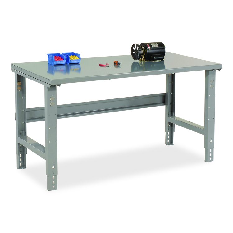 Standard Duty Steel Top Adjustable Height Workbench, 2,000 lbs, 60 x 30 x 30.88 to 36.88, Gray