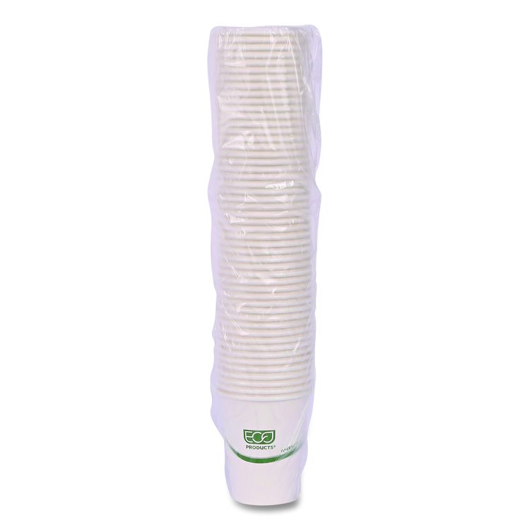 GreenStripe Renewable and Compostable Hot Cups, 8 oz, Paper, White/Green, 50/Pack, 20 Packs/Carton