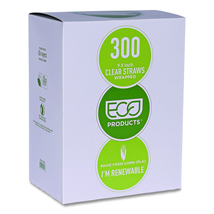 Wrapped Straw, 9.5", Plastic, Clear, 4,800/Carton