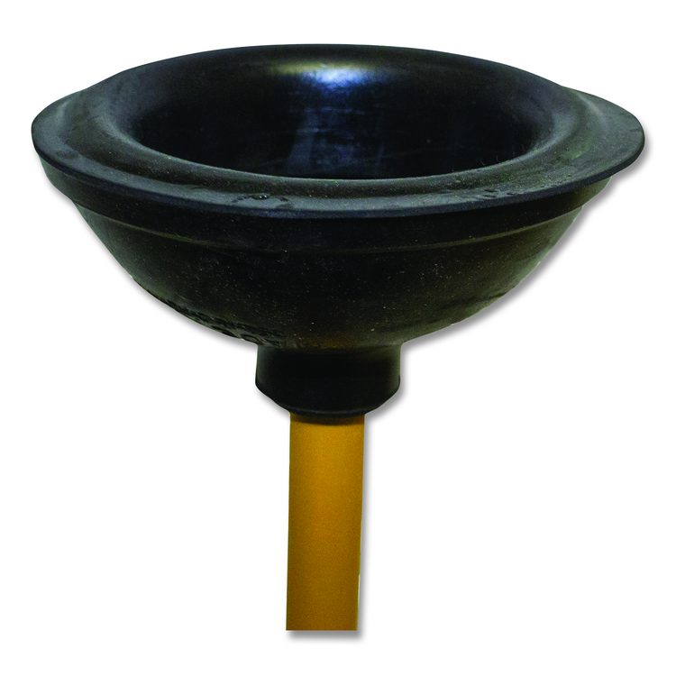 Plunger, 20" Wood Handle, 6" dia, Black