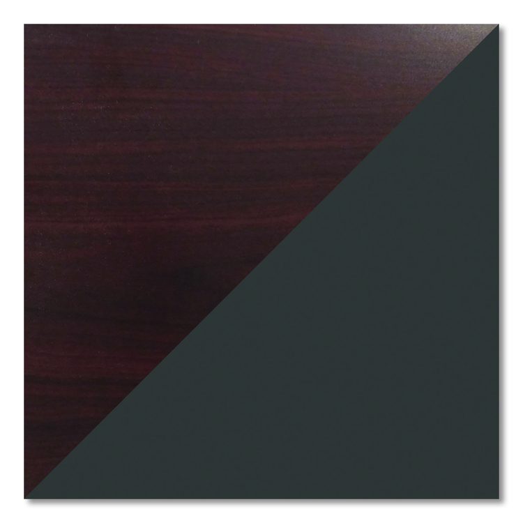 Double Pedestal Steel Desk, 60" x 30" x 29.5", Mahogany/Charcoal, Charcoal Legs