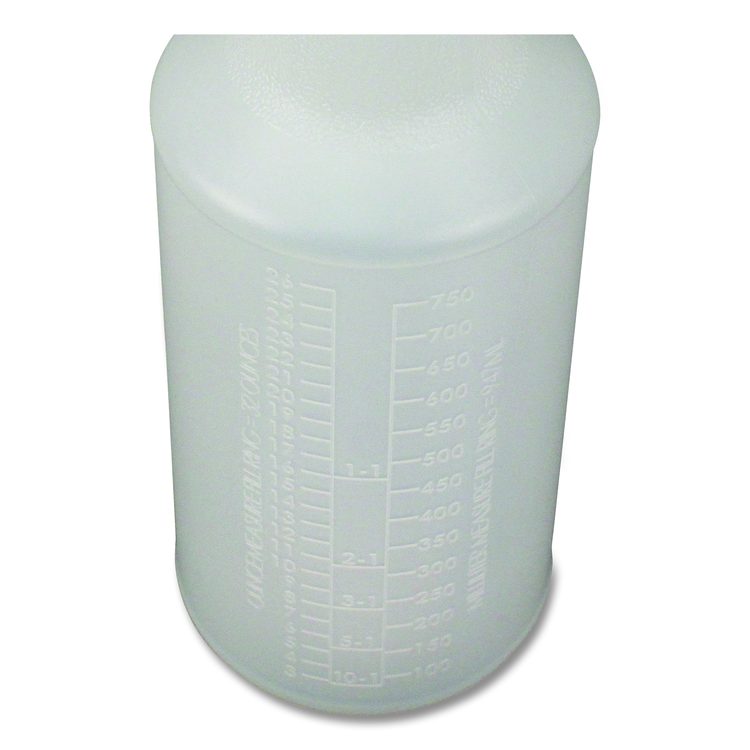 Plastic Bottles with Graduations, 32 oz, Clear, 12/Carton
