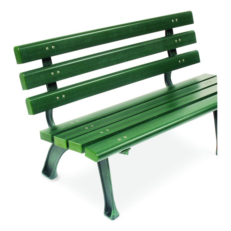 Recycled Plastic Benches with Back, 48" x 23" x 28", Green Seat/Back, Green Base