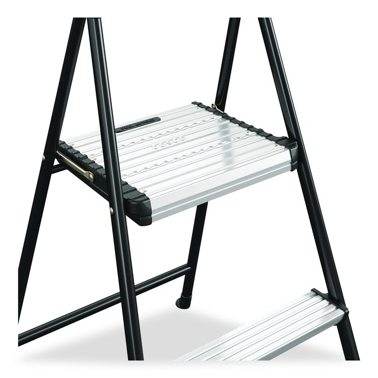 2-Step Stepstool, 250 lb Capacity, 19" Working Height, 22.5" Spread, Black/Silver