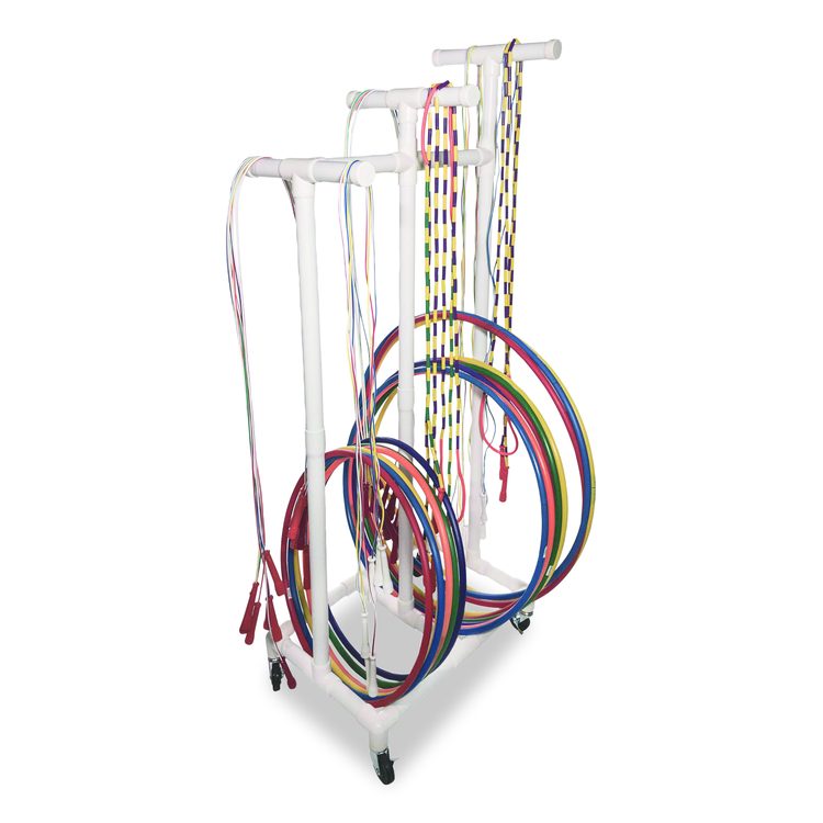Jump Rope and Hoop Cart, Plastic, 19 x 28 x 69, White