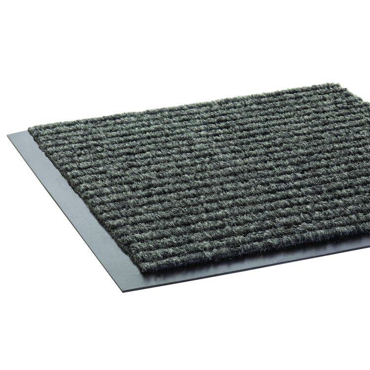 Needle-Rib Wiper/Scraper Mat, Rectangular, Gray Ribbed Surface, 36" x 10 ft