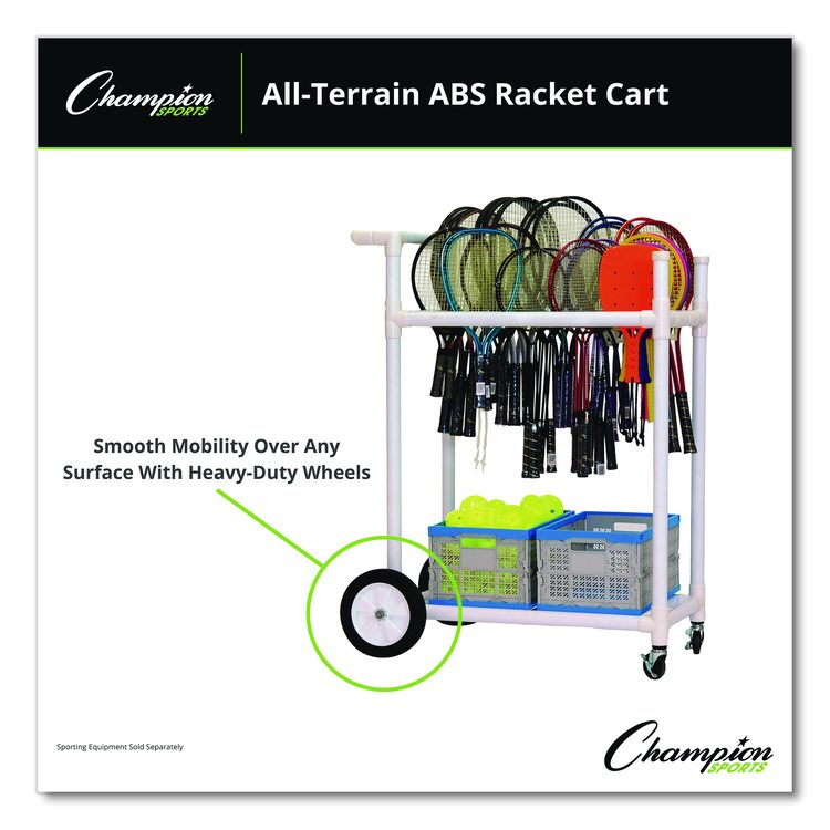 All-Terrain ABS Racket Cart, 20" Wide x 33" Long, White