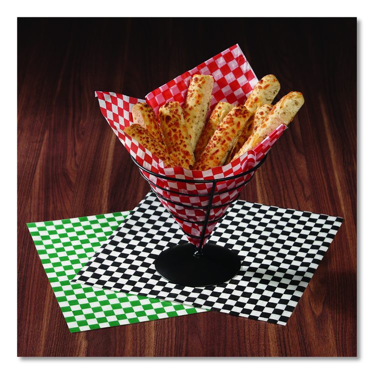Grease-Resistant Food Wrap, 12 x 12, Red Check, 5,000/Carton