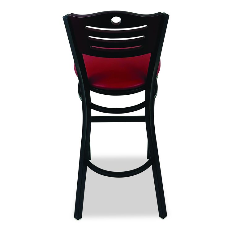 Eagle Series Barstool, Supports Up to 300 lb, 28.5" Seat Height, Burgundy Seat, Dark Mahogany Back, Black Base