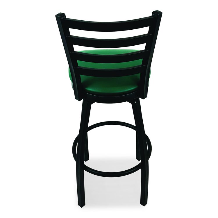 Boggs Series Barstool, Supports Up to 300 lb, 30.5" Seat Height, Green Seat, Black Back, Black Base