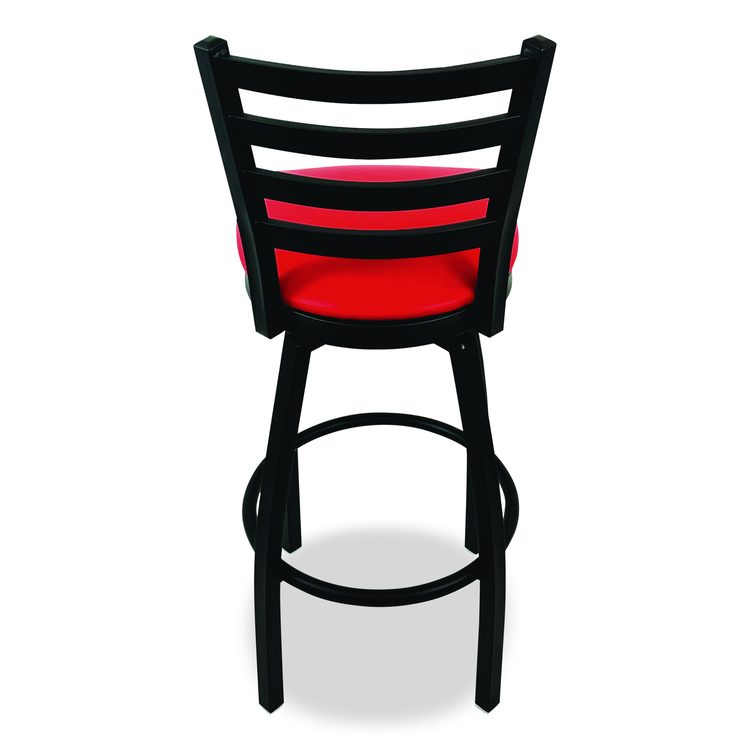 Boggs Series Barstool, Supports Up to 300 lb, 30.5" Seat Height, Red Seat, Black Back, Black Base