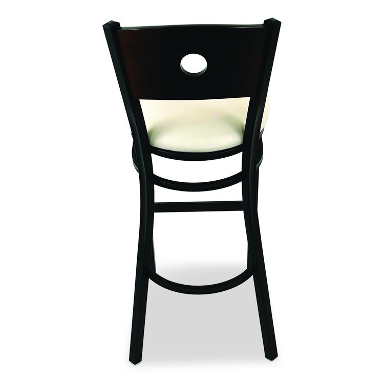 Circle Series Barstool, Supports Up to 300 lb, 28.5" Seat Height, Cream Seat, Dark Walnut Back, Black Base