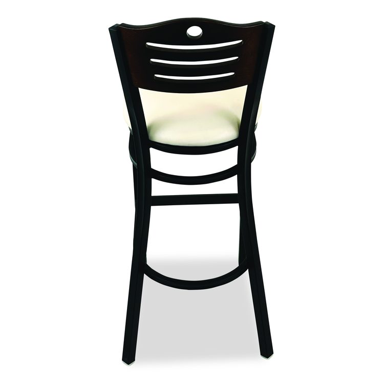 Eagle Series Barstool, Supports Up to 300 lb, 28.5" Seat Height, Cream Seat, Dark Walnut Back, Black Base