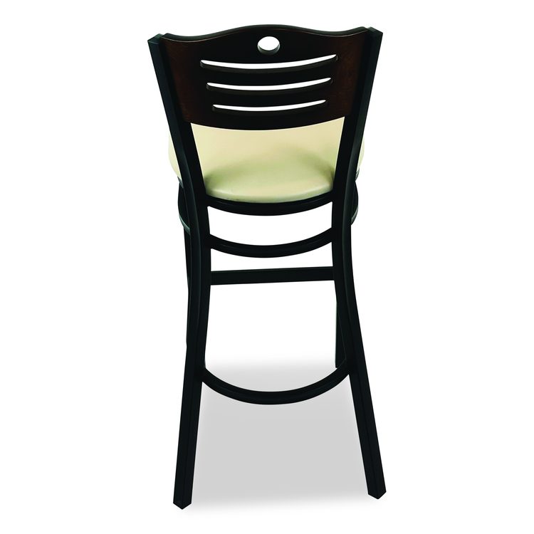 Eagle Series Barstool, Supports Up to 300 lb, 28.5" Seat Height, Taupe Seat, Dark Walnut Back, Black Base