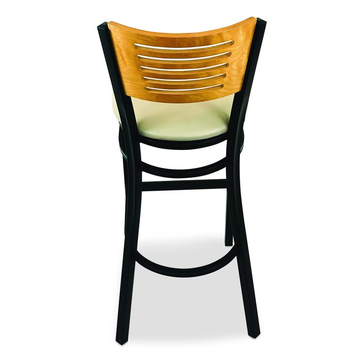 Jones River Series Barstool, Supports Up to 300 lb, 28.5" Seat Height, Taupe Seat, Natural Back, Black Base