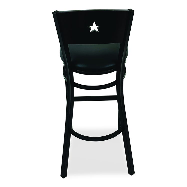 Liberty Series Barstool, Supports Up to 300 lb, 28.5" Seat Height, Black Seat, Dark Mahogany Back, Black Base