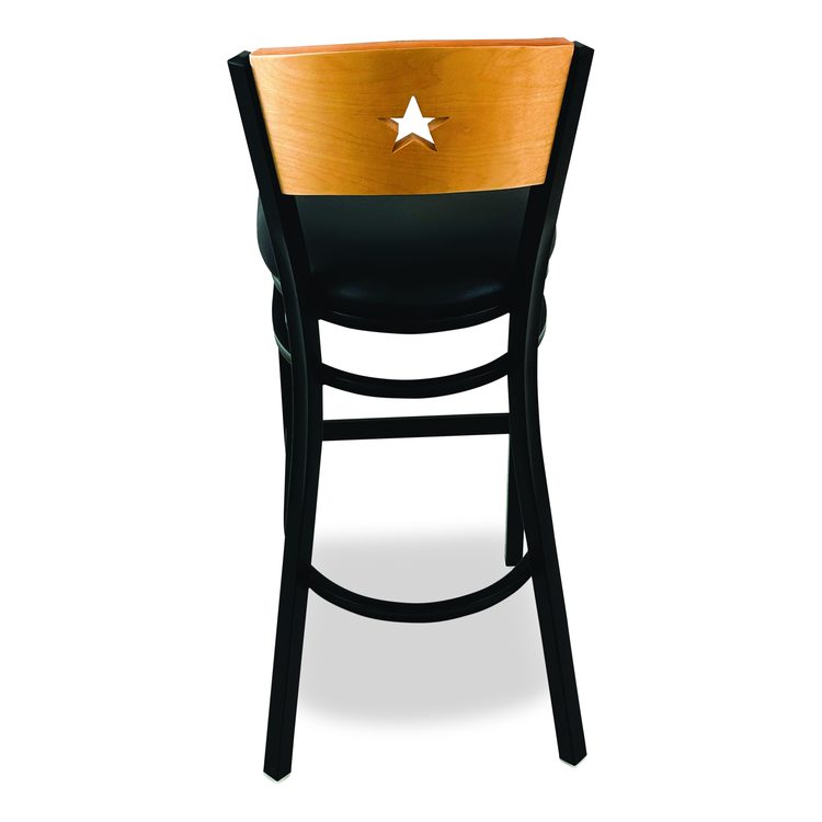 Liberty Series Barstool, Supports Up to 300 lb, 28.5" Seat Height, Black Seat, Natural Back, Black Base