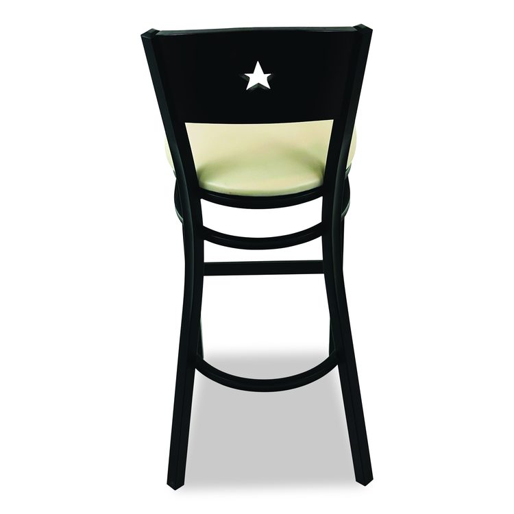 Liberty Series Barstool, Supports Up to 300 lb, 28.5" Seat Height, Taupe Seat, Dark Mahogany Back, Black Base