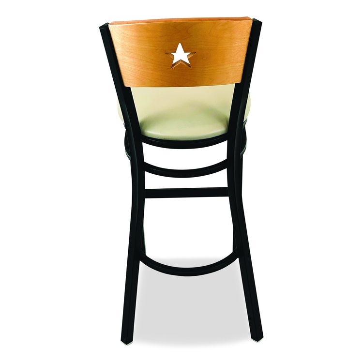 Liberty Series Barstool, Supports Up to 300 lb, 28.5" Seat Height, Taupe Seat, Natural Back, Black Base