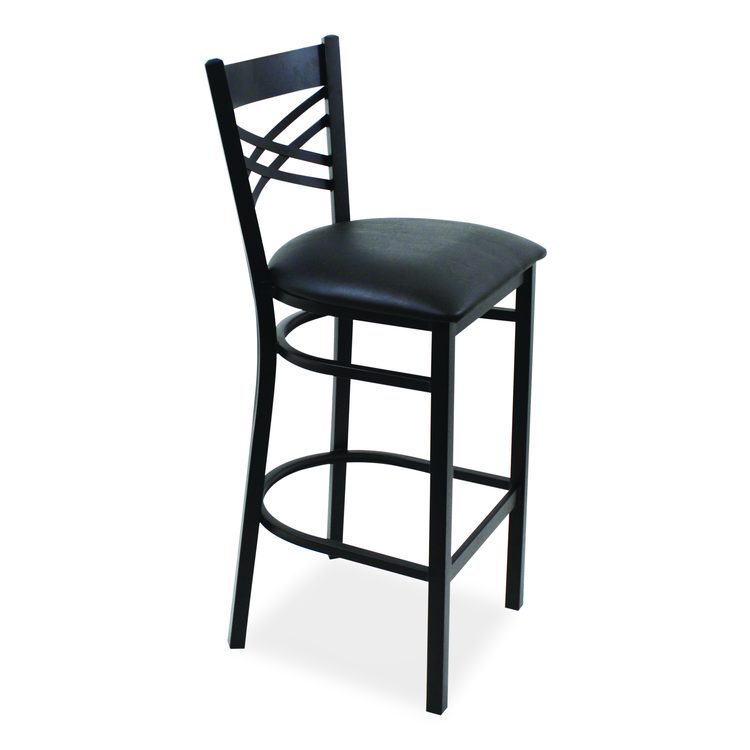 X Series Barstool, Supports Up to 300 lb, 29.5" Seat Height, Black Seat, Black Back, Black Base