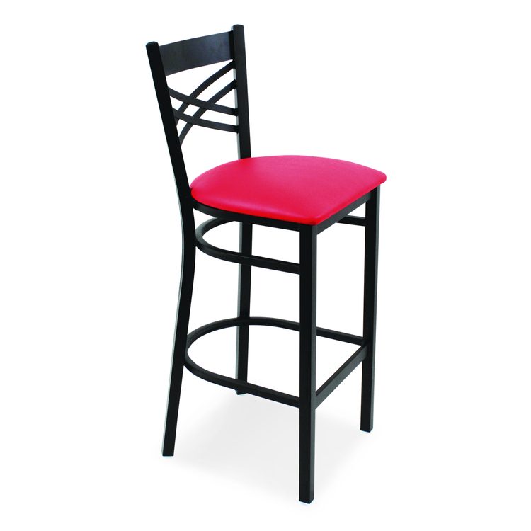 X Series Barstool, Supports Up to 300 lb, 29.5" Seat Height, Red Seat, Black Back, Black Base